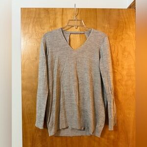 EILEEN FISHER The Fisher Project Open Back Top Royal Alpaca V-Neck Sweater NWT